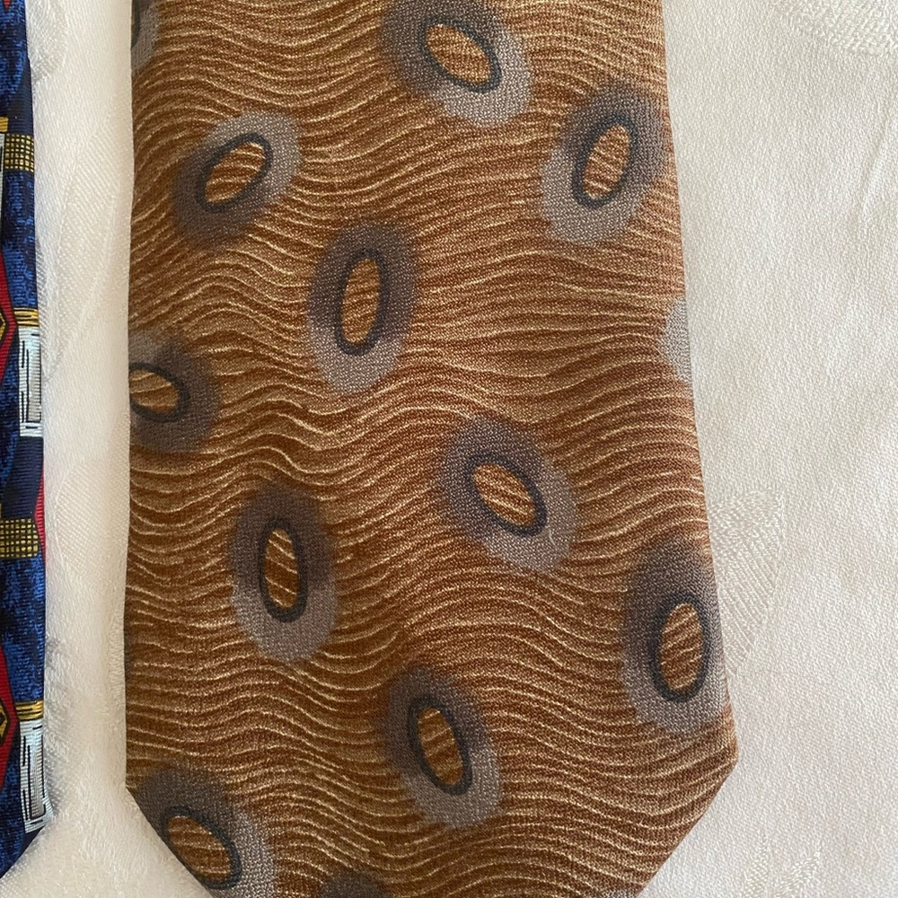 Stylish Men's 3 Silk Tie Set - Blue, Multicolor, Brown #1 - Picture 6 of 9